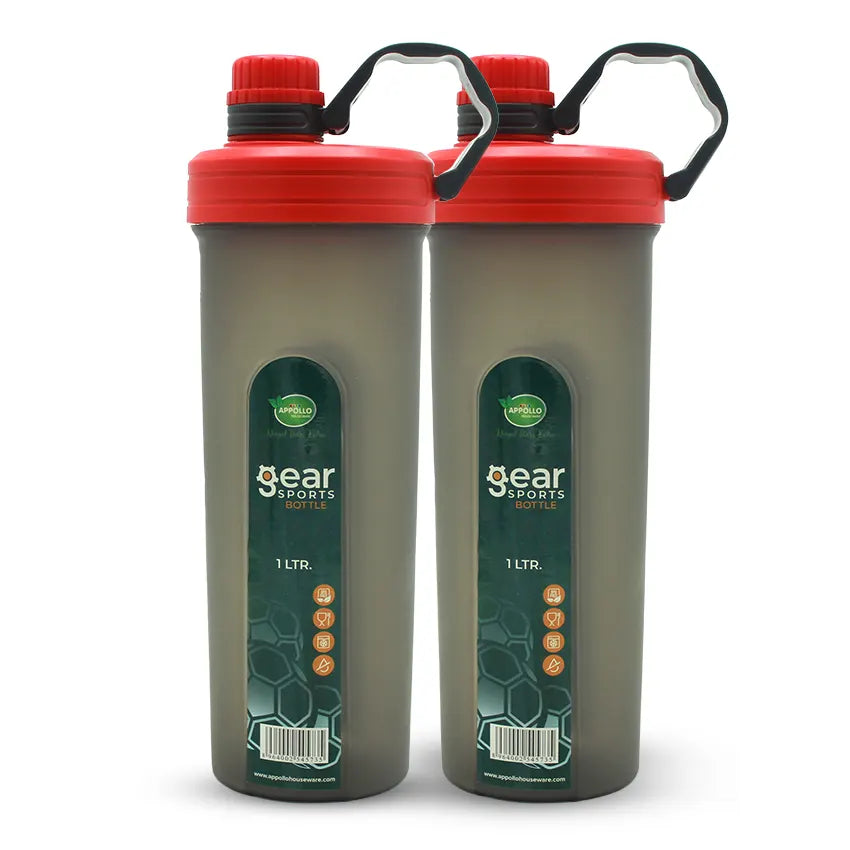 Gear Sports Water Bottle Large Pack of 2 in Red - (1 Liter)