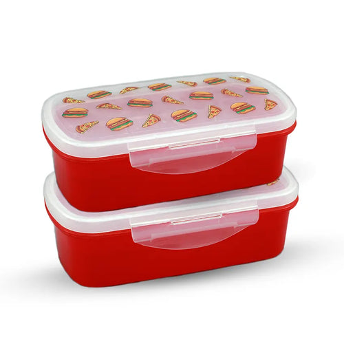 Bento Lunch Box M-2 2 pc set - 600ml Without Sticker red Bento Lunch Box M-2 2 pc set - 600ml Without Sticker red