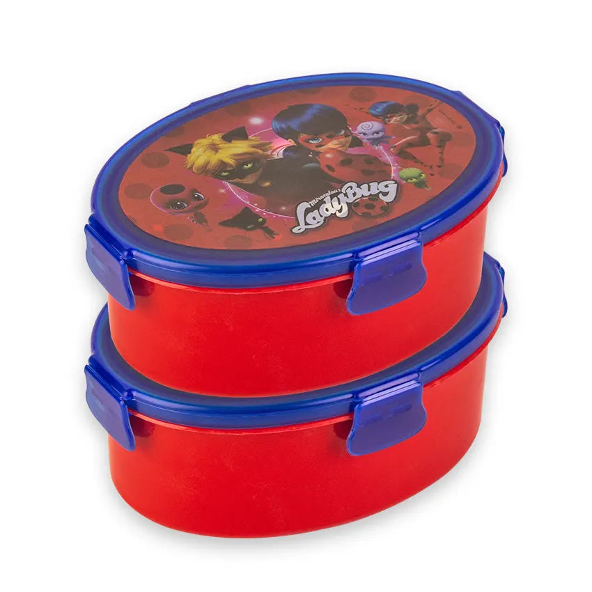 Oval Lunch Box 2 pcs set Red - 500ml