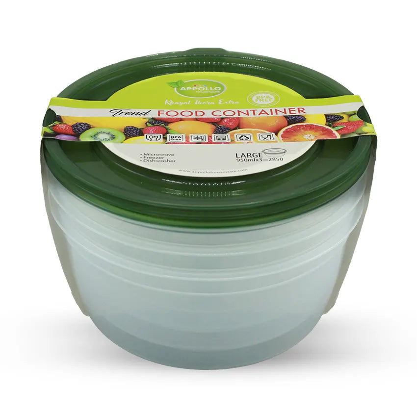 Trend Food Container 3pcs Set Large in Olive Green 950ml