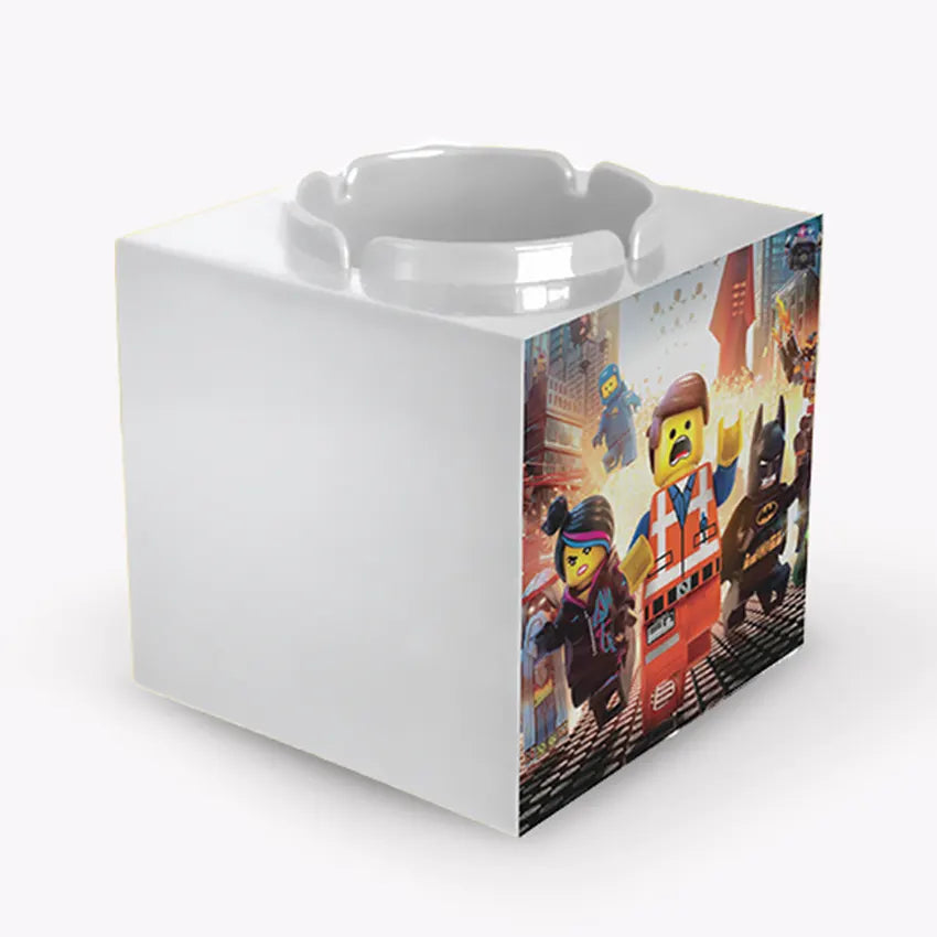 Blocky Cup Holder white with sticker