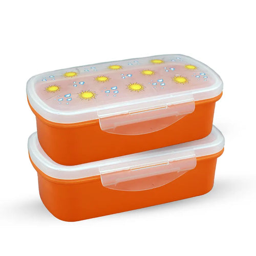 Bento Lunch Box M-1 2 pc set - 600ml Without Sticker orange Bento Lunch Box M-1 2 pc set - 600ml Without Sticker orange