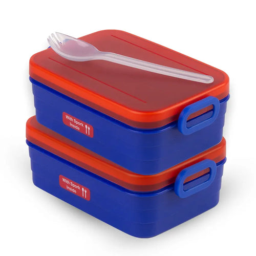 Bunny Lunch Box M-3 2 pc set - 850ml Blue Bunny Lunch Box M-3 2 pc set - 850ml Blue