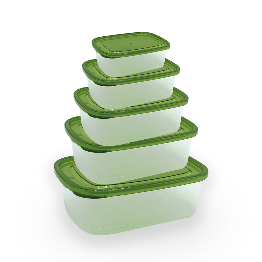 Crisper Food Container - Pack of 5 Olive