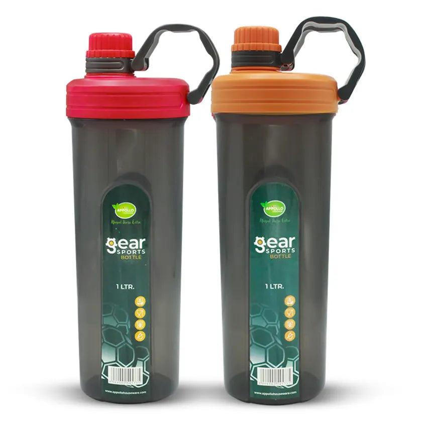 Gear Sports Water Bottle Large Pack of 2 in Red & Orange - (1 Liter)