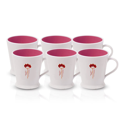 Flower Mug Pack of 6 - (250ml) Pink Flower Mug Pack of 6 - (250ml) Pink