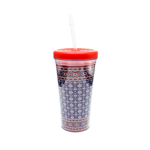 Ajrak Print Coco Straw Tumbler