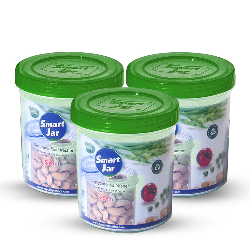 Smart Jar Pack of 3 Medium (550ml) in Green