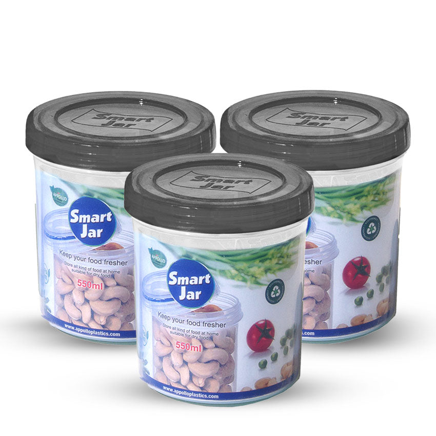 Smart Jar Pack of 3 Medium (550ml) in Smoke
