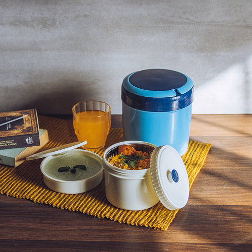 Sizzler Lunch Carrier (1 Steel & 1 Salad Bowl) Large Lifestyle Image Sizzler Lunch Carrier (1 Steel & 1 Salad Bowl) Large Lifestyle Image