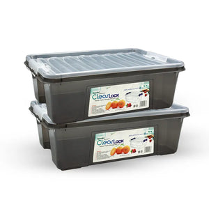 Clear Lock Storage Box 2 pc set - Large 10ltr Transparent Smock