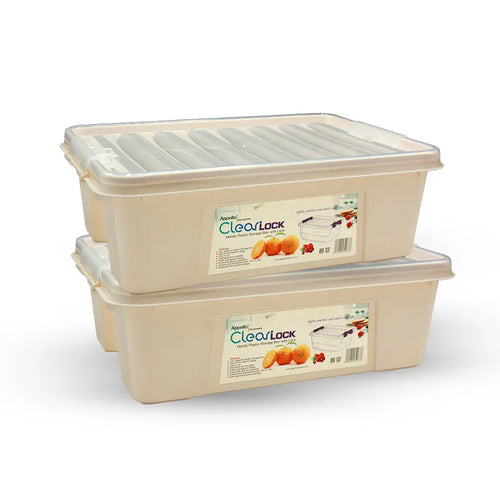 Clear Lock Storage Box 2 pc set - Large 10 liter Solid
