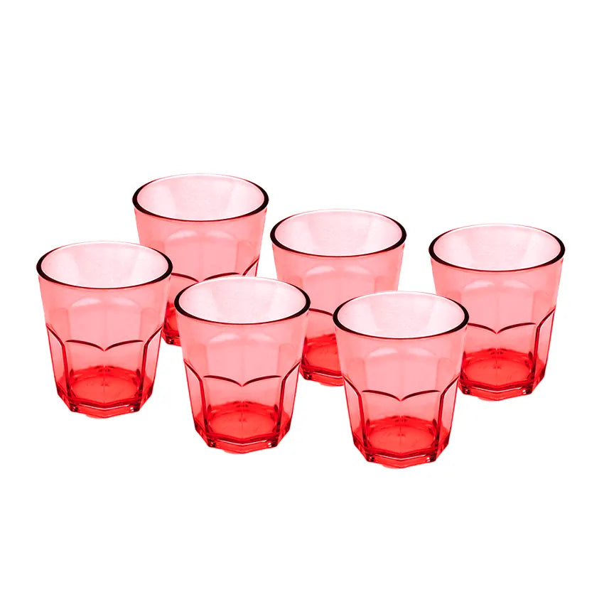 Party Acrylic Glass Model-4 6 pcs set in red 250ml