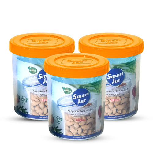 Smart Jar 3 pcs set Large in orange 900ml