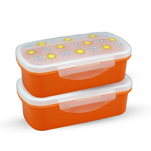 Bento Lunch Box M-1 2 pc set - 600ml Without Sticker orange
