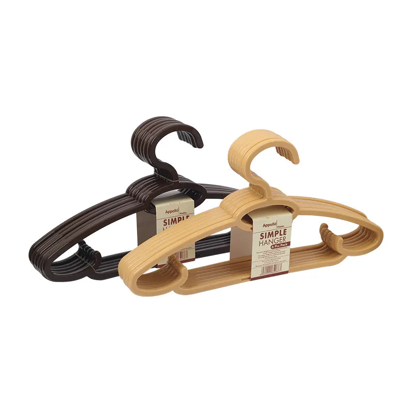 Simple Hanger 6pcs Packs in Brown and Cream Color