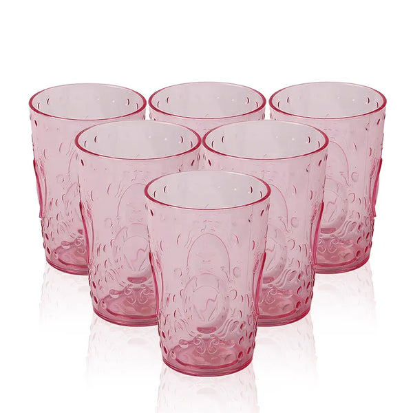 Party Acrylic Glass Model-9 6 pcs set in Pink 250ml