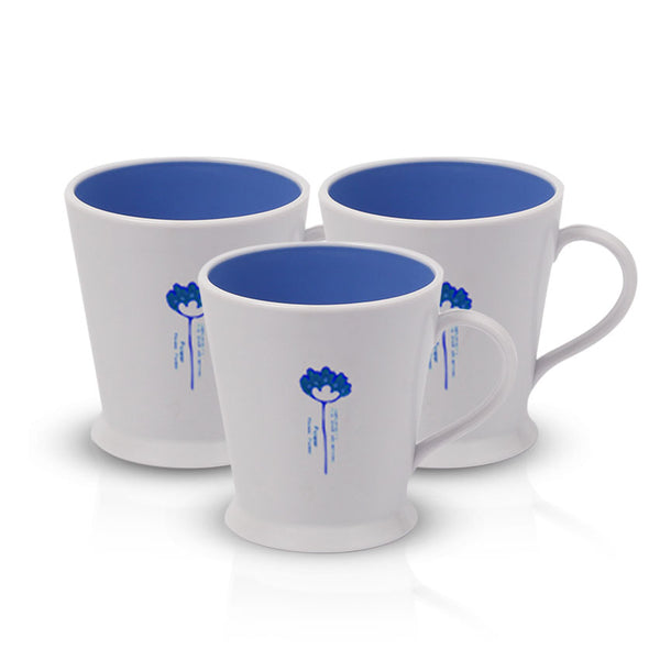Flower Mug Pack of 3 - (250ml) Blue