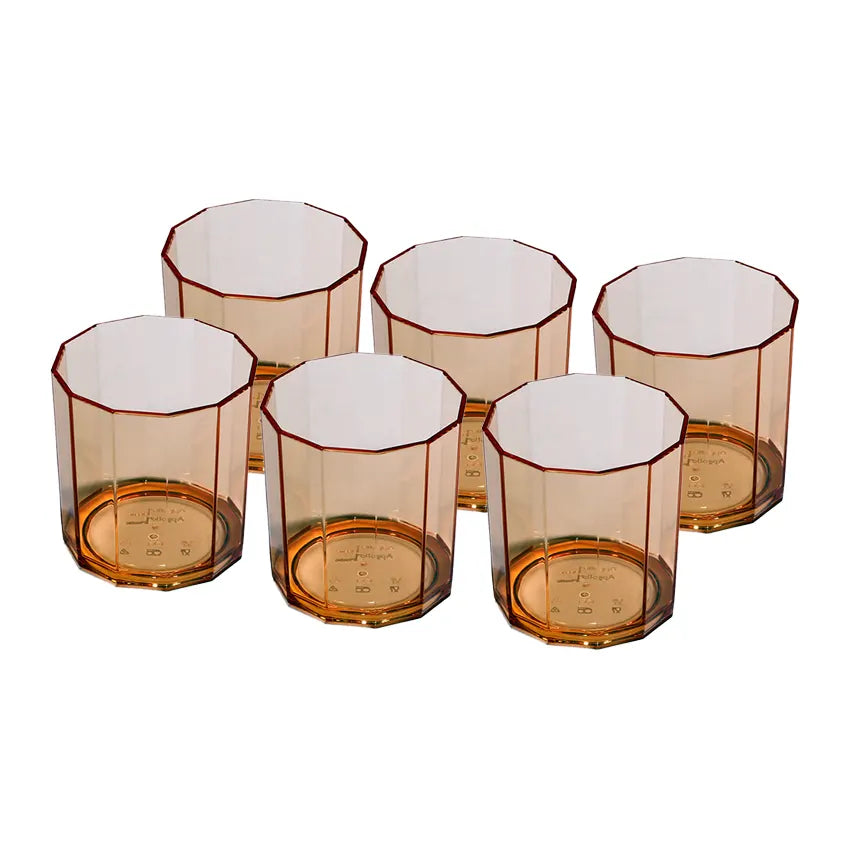 Party Acrylic Glass Model-7 6 pcs set in amber 250ml
