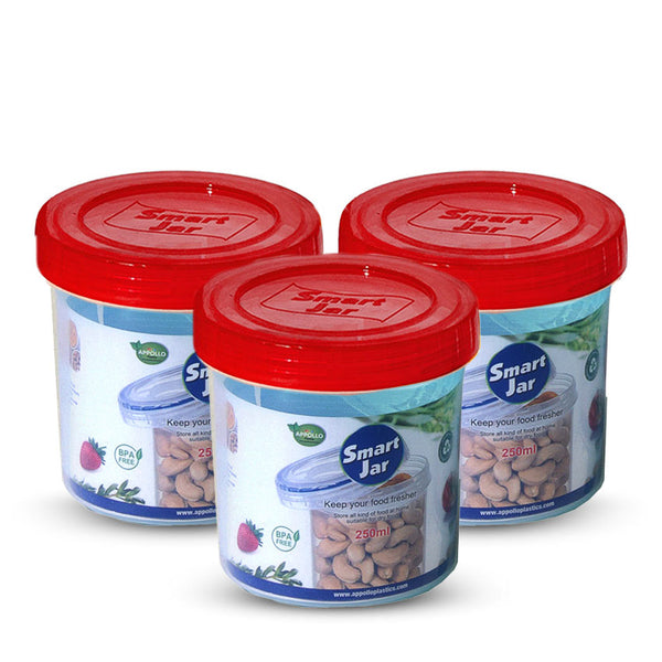 Smart Jar 3 pcs set Small in Red 250m