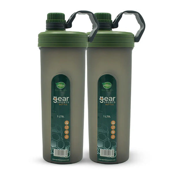 Gear Sports Water Bottle Large Pack of 2 in Green- (1 Liter)