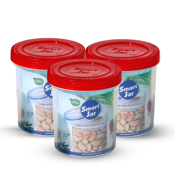 Smart Jar 3 pcs set Large in Red 900ml