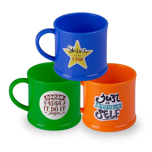 Saga Mug 3 pcs set in blue orange & Green 200ml