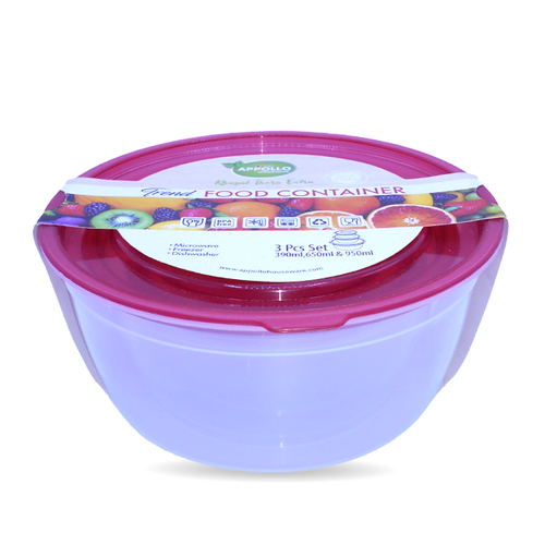 Trend Food Container 3pcs Set Large in Red 950ml