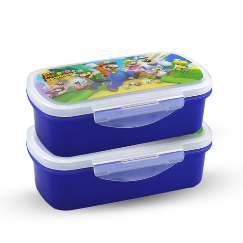 Bento Lunch Box M-1 2 pc set - 600ml With Sticker blue