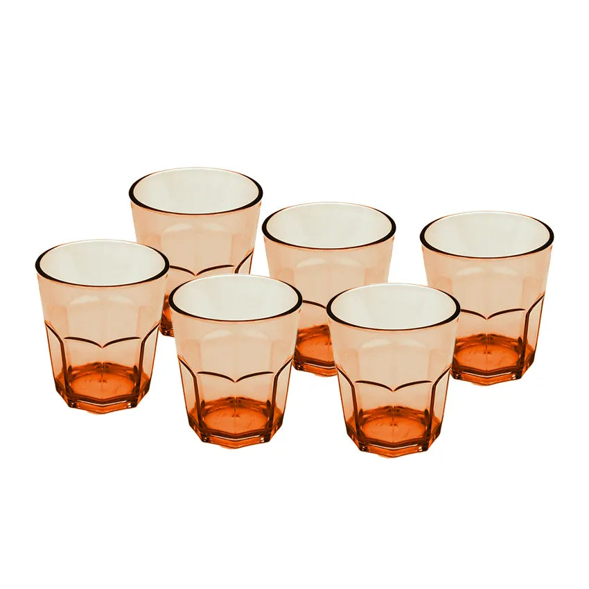Party Acrylic Glass Model-4 6 pcs set in amber 250ml