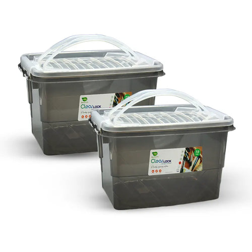 Clear Lock Storage Box 2 pc set - Medium 7ltr Transparent Smock
