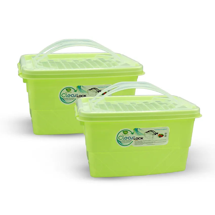 Clear Lock Storage Box 2 pc set - Medium 7 liter Solid Green