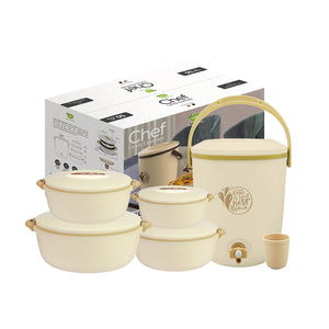 Chef Family Essentials hot pot set – pack of 4 stainless steel insulated hot pots in different sizes, with free glass 
