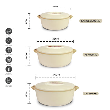 Chef Food Warmer Pack of 3 Hot Pot