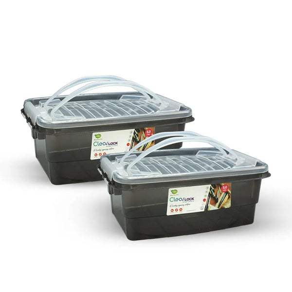 Clear Lock Storage Box 2 pc set - Small 5 liter Transparent Smock