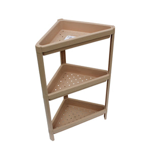 Beige corner shelf with three shelves 
