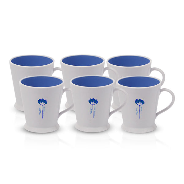 Flower Mug Pack of 6 - (250ml) Blue