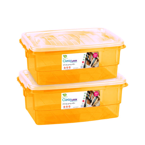 Clear Lock Storage Box Pack of 2