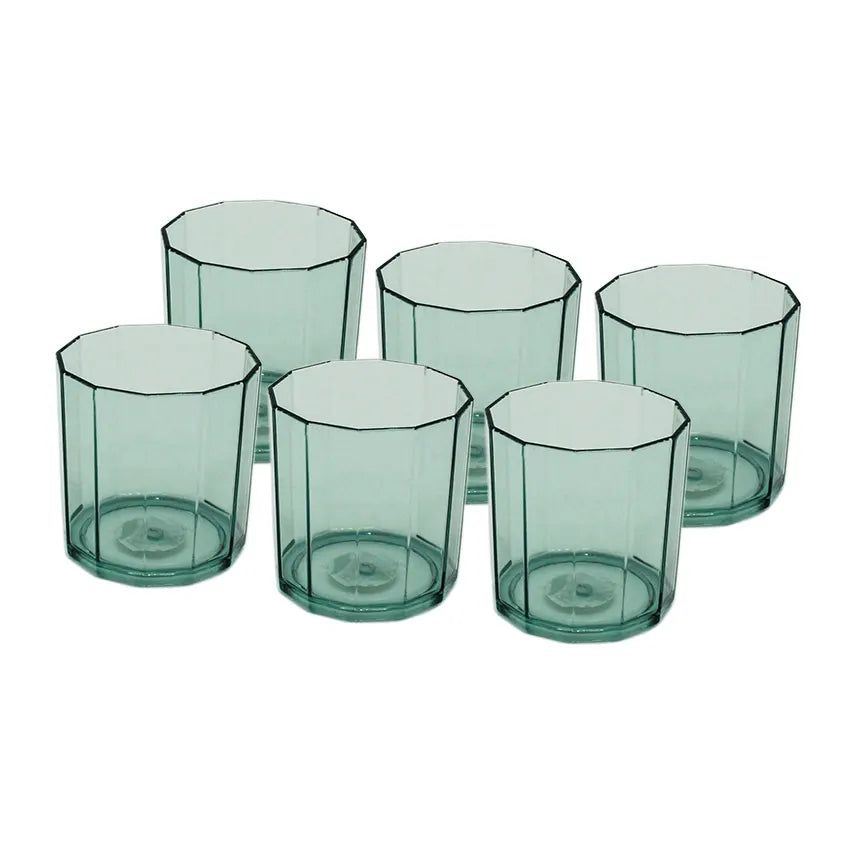 Party Acrylic Glass Model-7 6 pcs set in olive green 250ml
