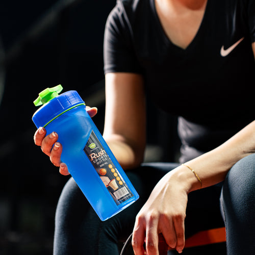 Rush Sports Water Bottle – 800ml & 1L sizes with twist-lock cap, spill-proof spout, and sturdy handle for gym, hiking, or daily hydration