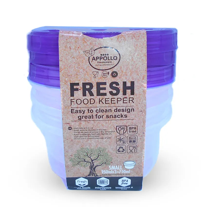 Fresh Food Container 6 pcs Set Purple Small 250ml