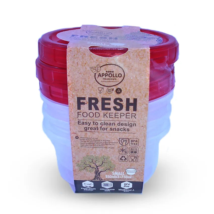 Fresh Food Container 6 pcs Set red Small 250ml