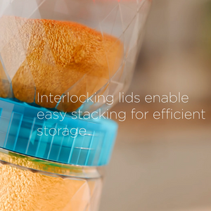 Stackable container with interlocking lids