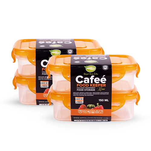 Cafee Food Keeper Pack of 4 XS - (150ml) Orange