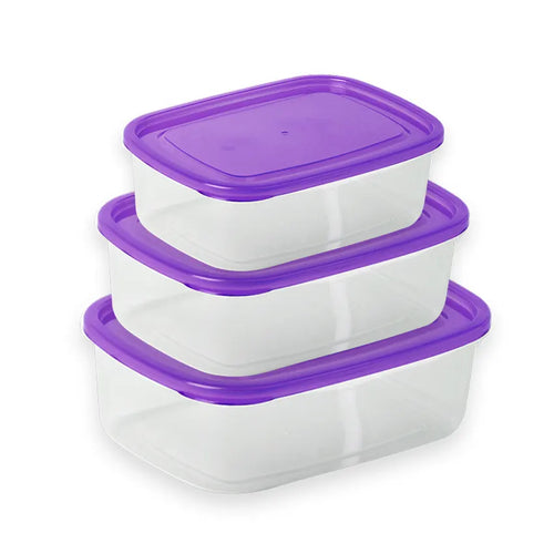 Crisper Food Container 3pcs Set S/M/L Purple