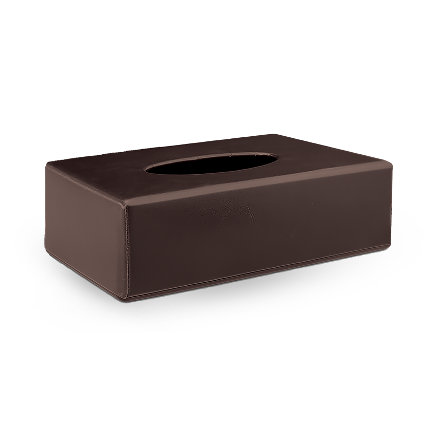 Leather Right Tissue Box in Brown