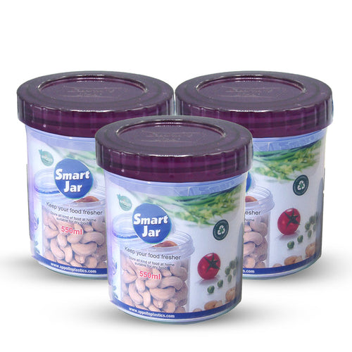 Smart Jar Pack of 3 Medium (550ml) in Purple