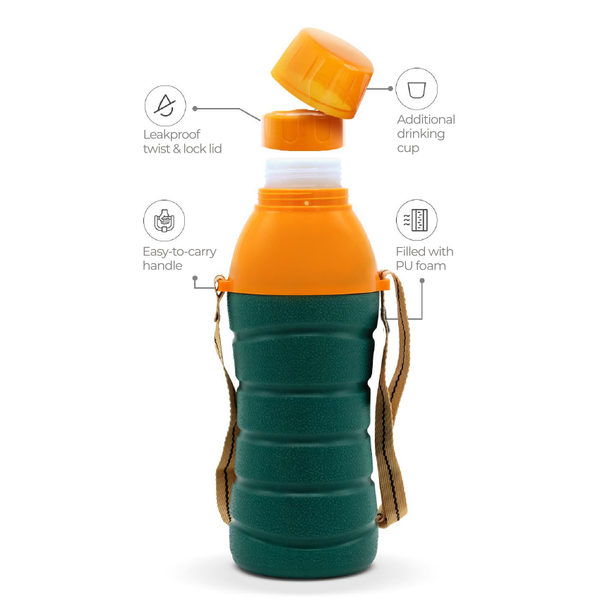 Stay refreshed on the go with the Bingo Water Bottle – available in 1L, 1.3L, and 1.5L. PU foam insulated, BPA-free, leak-proof, and travel-friendly. Ideal for school kids and outdoor use. Shop now at the best price in Pakistan!