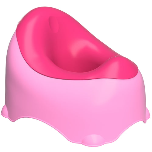 A Pink baby potty training seat designed for children above 18 months.