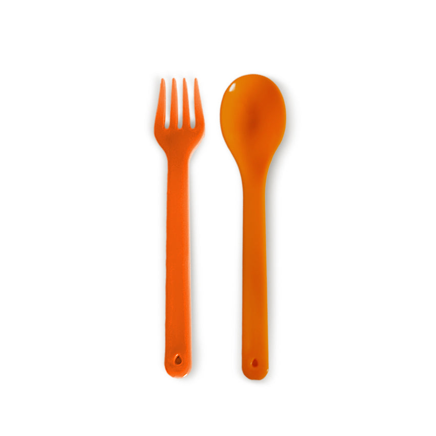 orange saga cutlery spoon fork in orange
